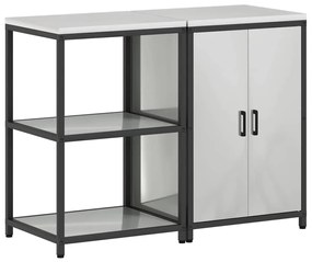 vidaXL Σετ Αποθήκευσης Κουζίνας με ράφι 2 pcs Ασημί 120 x 50 x 92 εκ.