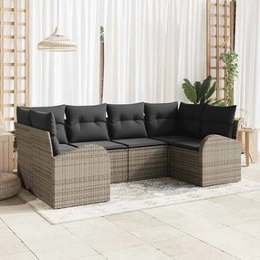 vidaXL Σετ Καναπέ Κήπου με μαξιλάρι 6 pcs Γκρι Πολυ Ρατάν
