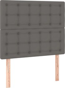 vidaXL Κρεβάτι Boxspring με Στρώμα Γκρι 80 x 200 εκ. Συνθετικό Δέρμα