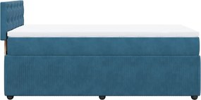 vidaXL Κρεβάτι Boxspring με Στρώμα Μπλε 90x190 εκ. Βελούδινο