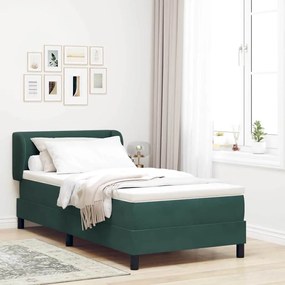 κρεβάτι box spring με στρώμα vidaXL σε σκούρο πράσινο 100x200 εκ. βελούδο