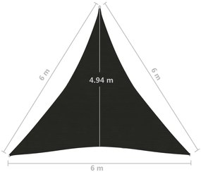 Πανί Σκίασης Μαύρο 6 x 6 x 6 μ. από HDPE 160 γρ./μ² - Μαύρο