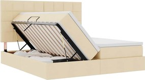 vidaXL Κρεβάτι Αποθήκης με κεφαλάρι Κρέμ 200 x 200 cm Ύφασμα