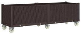 vidaXL Ζαρντινιέρα Κήπου με Ροδάκια Καφέ 160x50x54 εκ. Πολυπροπυλένιο