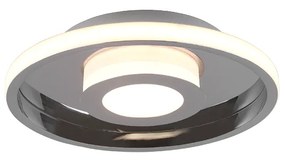 Πλαφονιέρα Οροφής IP44 Χρωμέ 30xH6cm Led 28w 3000K 3200lm Switch Dimmer Trio Lighting Ascari 680810306