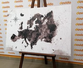 Εικόνα ρετρό χάρτη της Ευρώπης σε μαύρο & άσπρο - 120x80
