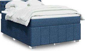 vidaXL Κρεβάτι Boxspring με Στρώμα Μπλε 140x190 εκ. Υφασμάτινο