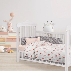 Κουβέρτα - Μουσελίνα Βρεφική 6621 White-Red Das Home Cradle 105x150cm 100% Βαμβάκι