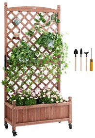 VEVOR Raised Garden Bed with Trellis, 30&quot; x 13&quot; x 61.4&quot; Outdoor Raised Wood Planters with Drainage Holes, Free-Standing Trellis Planter Box for Vine Climbing Plants Flowers in Garden, Patio, Balcony