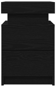 vidaXL Κομοδίνο με LED Φώτα Μαύρο Δρυς 35x39x55 εκ