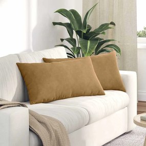 vidaXL Μαξιλάρι Καναπέ 2 τμχ. Βελούδο Καφέ 80 x 40 cm