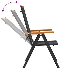 vidaXL Σετ Τραπεζαρίας Κήπου 7 Τεμαχίων Μαύρο και Καφέ από Αλουμίνιο