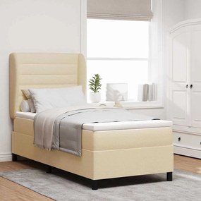 vidaXL Κρεβάτι με ελατήρια με στρώμα Κρεμ 100 x 200 cm ύφασμα