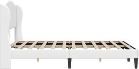 vidaXL Σκελετός Κρεβατιού με κεφαλάρι Λευκό 140 x 190 cm Τεχνητό Δέρμα