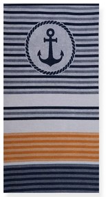 Πετσέτα Θαλάσσης Captain Black-Yellow Nef-Nef Beach 100% Cotton