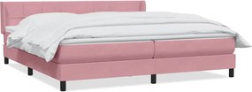 vidaXL Κρεβάτι Boxspring με Στρώμα Ροζ 180x210 εκ. Βελούδινο