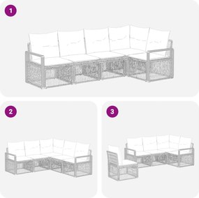 vidaXL Σετ Καναπέ Κήπου 5 pcs Μαύρο συνθετικό ρατάν