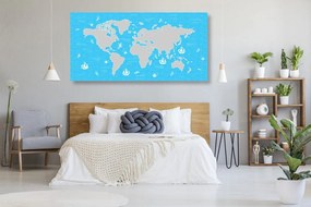 Εικόνα στον παγκόσμιο χάρτη του ουρανού από φελλό - 100x50  wooden