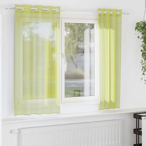 vidaXL Κουρτίνες Voile με ροδέλες 2 τεμάχια Apple Green 140x140 cm