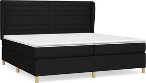 vidaXL Κρεβάτι Boxspring με Στρώμα Μαύρο 200x200 εκ. Υφασμάτινο