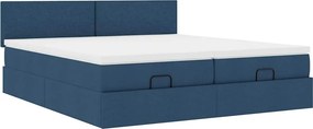 vidaXL Οθωμανικό κρεβάτι με στρώματα μπλε 160x200cm ύφασμα