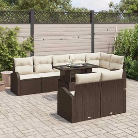vidaXL Σετ Καναπέ Κήπου 9 pcs Καφέ και κρεμ 100 x 55 x 73 εκ