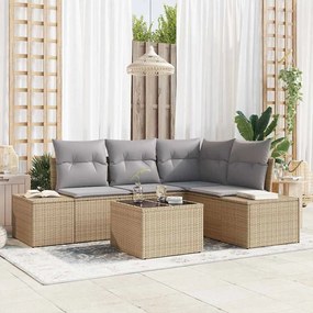 vidaXL Σετ Καναπέ Κήπου με μαξιλάρι 5 pcs Μπεζ, Ανοιχτό Γκρι