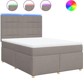 vidaXL Κρεβάτι Boxspring με Στρώμα Taupe 160x200 εκ. Υφασμάτινο
