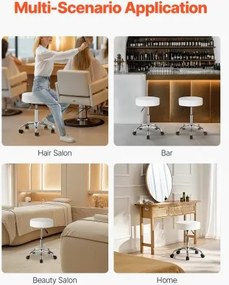 VEVOR Round Rolling Stool Swivel Work Stool with Wheels Height Adjustable White