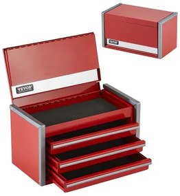 VEVOR Tool Box 8.6-inch Portable Metal Tool Box 3 Drawers Tool Organizer Red