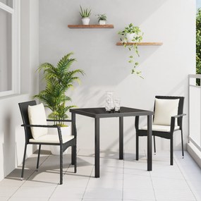 vidaXL Σετ Δείπνου Κήπου 3 pcs Μαύρο 80 x 80 x 73 εκ PE Ρατάν