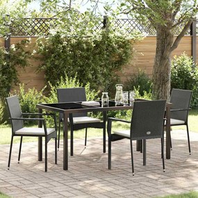 vidaXL Σετ Τραπεζαρίας Κήπου 5 pcs Μαύρο 160 x 80 x 73 εκ PE Ρατάν