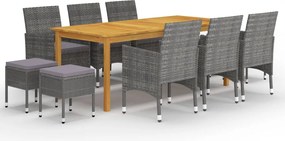 vidaXL Σετ Τραπεζαρίας Κήπου 11 Τεμαχίων Γκρι