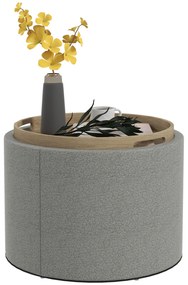 HOMCOM Σκαμπό με αποθηκευτικό χώρο, λινό, αναστρέψιμο καπάκι, 56cm x 56cm x 42cm, Γκρι + Φυσικό