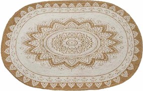vidaXL Χαλιά χώρου Floral Φυσικό με Λευκή Εκτύπωση 100 x 152 εκ.