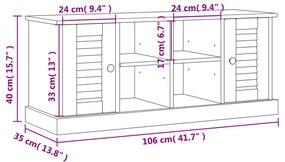 Παπουτσοθήκη VIGO Γκρι 106 x 35 x 45 εκ. από Μασίφ Ξύλο Πεύκου - Γκρι