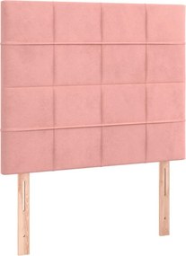 vidaXL Κρεβάτι Boxspring με Στρώμα Ροζ 80 x 200 εκ. Βελούδινο