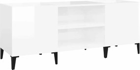 vidaXL Δισκοθήκη Γυαλιστερή Λευκή 121x38x48 εκ. από Επεξεργασμένο Ξύλο
