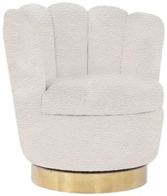 284-000004 Πολυθρόνα Joyo pakoworld μπουκλέ ύφασμα λευκό-χρυσό 73x68x74.5εκ TEDDY FABRIC - METAL LEGS WHITE - BLACK LEGS, 1 Τεμάχιο