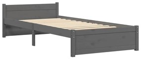 vidaXL Πλαίσιο Κρεβατιού Γκρι 75 x 190 εκ. από Μασίφ Ξύλο Small Single