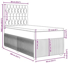 Κρεβάτι Boxspring με Στρώμα Taupe 90x200 εκ. Υφασμάτινο - Μπεζ-Γκρι