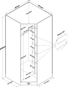 Ντουλάπα Λευκό BRANEL 91x57.5x210