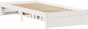 vidaXL Σκελετός Κρεβ. Χωρίς Στρώμα Λευκό 75x190 εκ Μασίφ Πεύκο