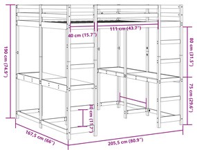 ΚΡΕΒΑΤΙ ΥΠΕΡΥΨΩΜΕΝΟ ΓΡΑΦΕΙΟ/ΣΚΑΛΑ 160X200 ΕΚ. ΜΑΣΙΦ ΞΥΛΟ ΠΕΥΚΟΥ 3284234