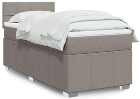 vidaXL Κρεβάτι Boxspring με Στρώμα Taupe 100 x 200 εκ. Υφασμάτινο