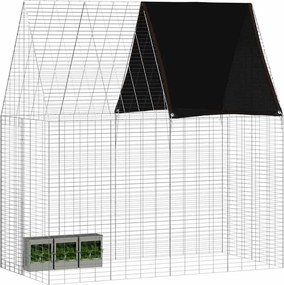 vidaXL Κλουβί Κουνελιού Ασημί 200 x 100 x 210 εκ.
