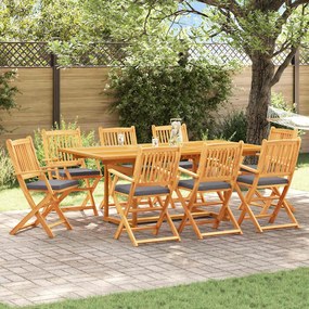 vidaXL Πτυσσόμενη Καρέκλα με μαξιλάρι 8 pcs Γκρι 49 x 57.5 x 92εκ