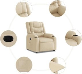 vidaXL Πολυθρόνα Ανακλινόμενη Κρεμ Υφασμάτινη