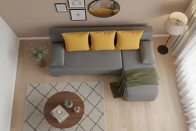 Γωνιακός καναπές Lamor-Γκρι - Κίτρινο