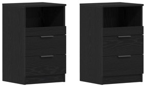 vidaXL Κομοδίνα 2 τμχ Μαύρο Οξιά 40x35x65 εκ Επεξεργασμένο ξύλο